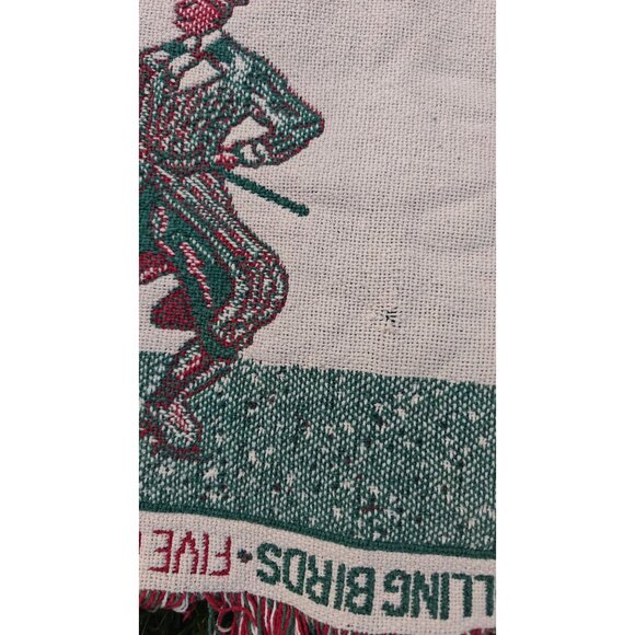 Vintage Twelve Days Of Christmas Woven Tapestry Fringe Throw Blanket - Picture 6 of 8